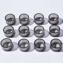 VOHO Classic Grey Tealight Candle Holder for Modern Home Decor, Set of 12 Tea Light Candle Holder Glass Ribbed Gifts for Thanksgiving Holiday, Small Votive Candle Holders for Birthday Themed Party