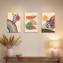 Motivilla 24x16 In Canvas Wall Art Set of 3, Monstera Leaf | Easy to Hang Canvas, Boho Botanical Style For Bedroom, Living Room, Hallway
