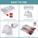 Aobiono Multi Level Smart Drawer Organizer, Multi Tier Expandable Storage Collapsible Foldable Trays for Jewelry, Cosmetics, Makeup, Tools, Battery (White, Single Row - 2 Levels)