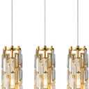 LMQNINE Pendant Lights Modern Gold Pendant Light Mini Crystal Chandelier Pendant Lighting for Kitchen Island Dinning Room Bedroom Kitchen Sink Lighting (Gold 3-Pack)