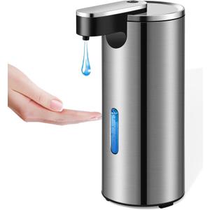 Automatic Soap Dispenser, 13.5oz/400ml Stainless Steel Touchless Soap Dispenser Liquid, 3 Levels Adjustable Infrared Sensor Free Hand Electric Dish Dispenser for Bathroom, Kitchen, Hotel
