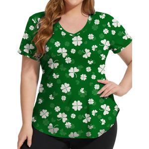 FOREYOND Plus Size Workout Tops for Women T Shirts Loose Fit V Neck Clothing Yoga Casual Summer (XXL)