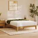 Bamboo Platform Bed Frame - Queen - Natural - Floating Center Support Legs - 12” Height - Easy Tool Free Set Up - Contemporary and Durable - Sturdy Wooden Support Slats - Holds Up To 800 Pounds
