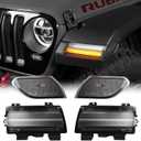 Sequential Flashing Turn Signal Lamp & Side Marker Light Set for Jeep Wrangler JL & Gladiator JT 2018 2019 2020 2021 2022 2023, Smoke LensNot Fit Sport Model