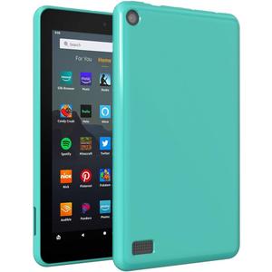 Callyue Case for Kindle Fire 7 Tablet Case (Compatible with 5th 7th 9th Generation, 2015 2017 2019 Release), Rubber Soft Skin Silicone Protective Cover for Fire 7 2019, Light Green