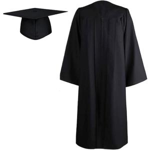 Unisex Adult Matte Graduation Gown and Cap (no tassle) Set 2026 for High School Bachelor Choir Robes Pulpit Robe Pastor and Halloween, Size 39"