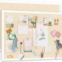 Cork Board with Linen 36x24 inch Bulletin Board Office Decor Hanging Pin Wood Framed Display Picture Vision Board Light for Wall School Office Bedroom (White, 2 Pack 3624)