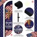 Tingjoo 15FT 250th Anniversary Feather Flag Pole Kit for Outdoor Patriotic Cross American Flag Feather Banner with Fiberglass Pole Kit and Ground Spike for Outdoor Event Planning