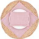 3 x Fall Thanksgiving Rustic Cloth Napkins 16.5x16.5 Inches Handmade Cotton Linen Napkins with Fringe Boho Washable Dinner Napkins in Bulk for Wedding Party Table Decor Set of 4 Dusty Rose