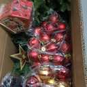 MARTINE MALL 3FT Realistic Norfolk Pine Tree Small Christmas Tree with 50 LED String Light, Full Mini Christmas Tree Artificial Tabletop Xmas Trees with Red Hanging Ball Ornaments for Table Holiday