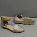 Women Flat Shoes with Ankle Strap, Low Wedge Heel Flats for Women, Comfortable Pointed Toe Dress Shoes for Work Business Wedding (8, Gold Glitter)