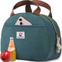Lunch Box Lunch Bag for Women Girls Teens, Cute Lunch Box Cooler Bag, Portable Small Insulated LunchBox Reusable Corduroy Lunch Tote for Work/Travel/Picnic/School (Lake Green)
