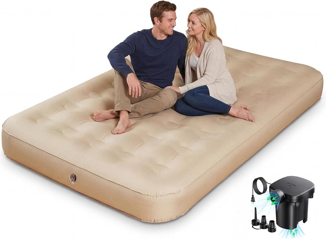 Queen Air Mattress with Fast Inflation Pump, Air Mattress - Leak-Free & Odorless Inflatable Bed for Travel and Guests, Supports up to 650 lbs - Ideal for Camping and Home, 8" Height