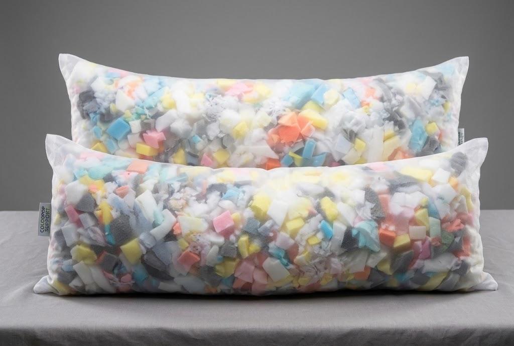 Stuffed with high-density, multi-color shredded memory foam chunks to offer adaptive support, high resilience, and breathable comfort that won't go flat.