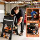 2-in-1 Folding Work Bench & Sawhorse, Easy Setup Portable Work Table, 31" W x 25" D x 32" H, Laser-Engraved Scale,Lightweight Worktable with Large Load Capacity, 2 Clamps & 6 Bench Dogs