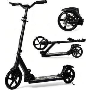 Nattork Adult Teens Kick Scooter – 240LBS Capacity,Dual Brakes & Front Shock Absorber,230mm Wheels,Adjustable Handlebar, for Men Women Outdoor