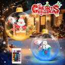 Christmas Inflatable Outdoor Decoration Ball, Giant 24 Inch Santa Claus Large Inflatable Ornaments with LED Light, Christmas Xmas Blow Up Ball for Yard Lawn Porch Tree Holiday Decor