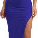 TOPONSKY Women's 2 Piece Crew Neck Sleeveless Tank Top Bodycon Slit Long Skirt Outfits Dress Set (Blue, XXL)