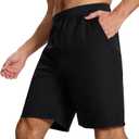 Men's Running Athletic Workout Gym Shorts Lightweight Quick Dry for Men Active with Hidden Zip Pocket (Medium, Black)