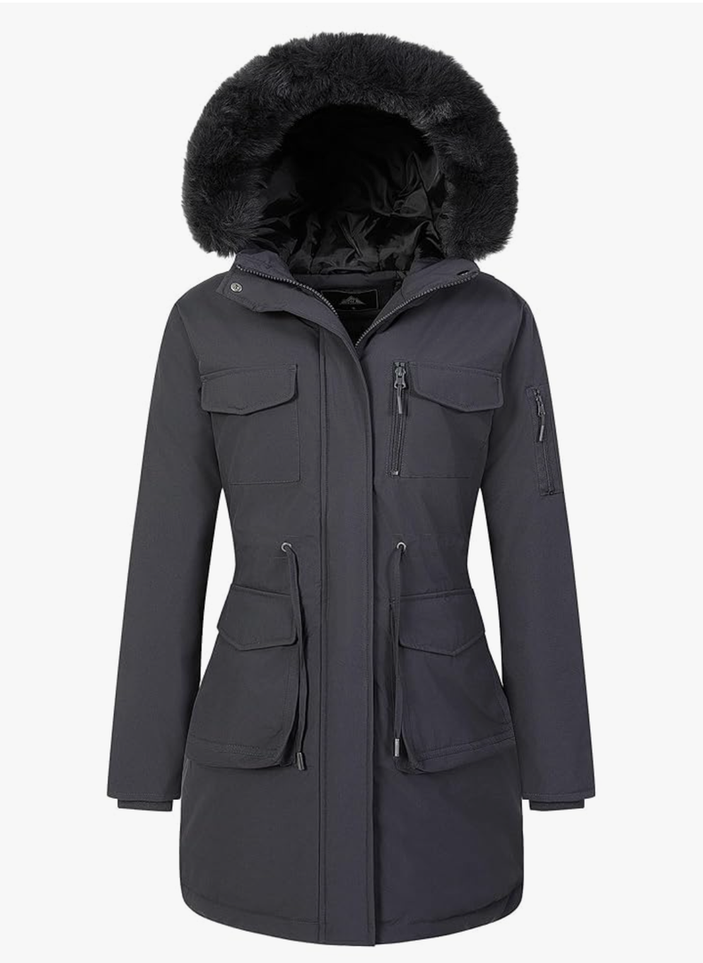Women's Long Winter Coat Thickened Down Alternative Jacket Warm Puffer Jacket Waterproof Parka M