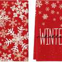 Artoid Mode Red Snowflake Hello Winter Kitchen Towels Dish Towels, 18x26 Inch Farmhouse Holiday Decoration Cleaning Set of 2