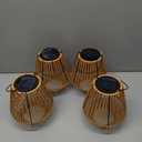 VIHOSE 4 Pack Solar Lanterns, Rattan Hanging Solar Lights with Handle Outdoor Waterproof, Outdoor Lamp Lights Decoration for Patio Porch Garden Pathway Yard Trees Lawn (Square)