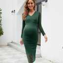 AISWI Maternity Cocktail Dress Sparkly Mesh Wrap Bodycon Baby Shower Wedding Guest Pregnancy Fall V Neck Formal (M)