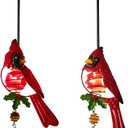 Cardinal Solar Hanging Lights 2 Pack,Cardinals Red Bird Figurine Lights with Bouncy Springs Decor for Christmas Outdoor Indoor Garden Yard Porch Decor