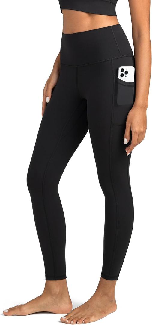 Colorfulkoala Women's High Waisted Yoga Pants 7/8 Length Leggings with Pockets (X-Large, Black)
