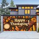 Thanksgiving Garage Door Banner 13x6ft Happy Thanksgiving Turkey Pie Cartoon Backdrop Banners for Outside Indoor Fall Door Cover Garage Wall Covering for Party Garage Decorations