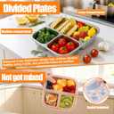 Palksky Stainless Steel Toddler Plates with Lids - 3-Pack Divided Baby Plates for Portion Control, Microwave & Dishwasher Safe Easy-Clean Lunch Trays