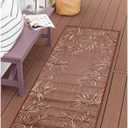 Liora Manne Carmel Indoor/Outdoor Power Loomed Synthetic Blend Low Profile Area Rug - Transitional Border Botanical Leaf Decorative (Bamboo Border Chili) (1'11" x 4'11") (1'11" x 4'11" (Runner))