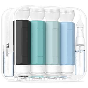 Redfly 17PCS Travel Bottles for Toiletries, TSA Approved Silicone Travel Size Containers, Leak Proof Toiletry Containers for Shampoo, Conditioner, Lotion & Creams Gray