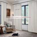 100% Blackout Linen 96 Inch Curtains 2 Panel Set for Bedroom, Modern Pinch Pleated Natural Linen Off Beige White Insulated Heavy Curtain 40 x 96 Inches Length Sliding Glass Door Room Darkening Drapes