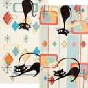 Mid Century Modern Cats Kitchen Towels Decorative Set 2 Pack Absorbent Retro Hand Towels Cute Black Cat Tea Towel Dish Towels for Kitchen Bathroom Home Decorations 16"x 28"