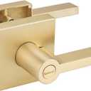 1 Pack Gold Door Handles, Heavy Duty Door Knobs Interior for Bedroom Bathroom, Zinc Alloy Privacy Door Levers Door Handle with Lock, Satin Brass Modern Door Hardware & Locks