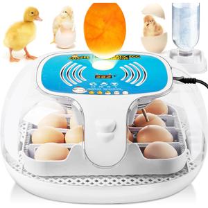 Incubators for Hatching Eggs, Egg Incubator with Automatic Egg Turning and Temperature Control, Led Candler, 16-35 Eggs Upgrade Automatic Water Adding Incubator