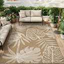 MontVoo-Outdoor Rug-Patio Rug 8x10 ft Polypropylene Indoor Outdoor Rugs Outdoor Carpet for Patio Deck Balcony Porch, Textured Weave, Durable for High Traffic, Fade-Resistant, Tropical Neutral Brown