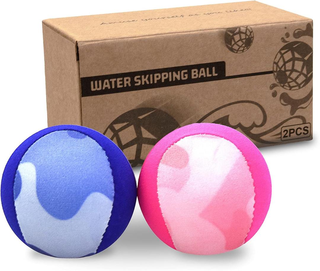 Water Skipping Ball Summer Beach Ball 2-Pack Water Bouncing Balls Grip Ball for Beach Swimming Pool River Lake