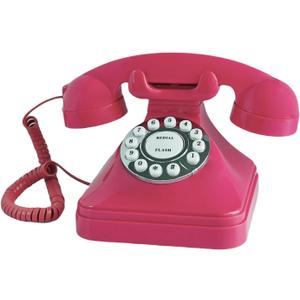 Retro Landline Home Phone, TelPal Corded Old Fashion Desk Phone, Basic Pink Decorative Analog Telephone Set, Senior Phone for Home/Office/Hotel (Rose)