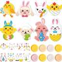 Layhit 24 Pcs Easter Paper Plate Craft Kits for Kids, DIY Art Projects with Bunny Chick Sheep Egg Designs, Preschool Educational Early Learning Toys, Easter Party Favors Classroom Activities