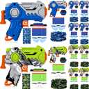 Tactical Party Supplies Compatible with Party Supplies Kit Included Toy Guns, Wrist Belt Band,Foam Bullets, Safety Glasses, Face Mask Birthday Gift(12 Set,Blue,Green)