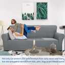 ZNSAYOTX 1 Piece Jacquard Couch Covers for 2 Cushion Couch High Stretch Loveseat Slipcover for Pets Dogs Anti Slip Love Seat Sofa Slipcover Furniture Protector (Loveseat, Light Grey)