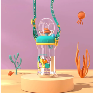 Drinking Cup with Whale Squirt - 2023 New Cute Whale Spray Water Cup, BPA Free Leak Proof Straw Cup Sippy Cups Kids Non Spill Water Bottle Weighted Straw Cups (350ml/Green)