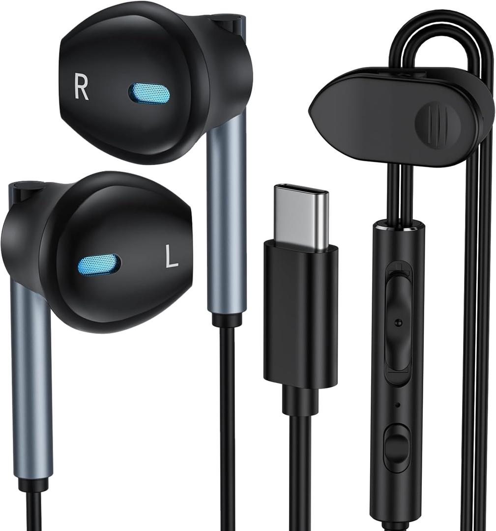 Samsung Earbuds Wired USB C for Galaxy S26 S25 S24 Ultra/S24 FE/S23/S22/S21/S20,Type C Wired Headphones with Microphone Earphones for iPhone 17e/17 Pro/17 Air Pro Max/16/15,iPad,Pixel 10 9 8,One Plus9