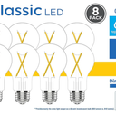 GE 60 Watt EQ A19 Classic Crystal Clear Soft White Medium Base (e26) Dimmable LED Light Bulb 8Pack