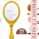 Qunclay Vintage Handheld Mirror Embossed Portable Hand Mirror with Handle for Small Compact Travel Makeup(Gold,96 Pcs)