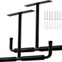 Overhead Garage Storage Hooks Rack Ceiling Mounted, Heavy Duty Utility Hooks Ladder Hanger for Hanging Hose Pipe Lumber & Other Bulky Items (2 Pack, Black)