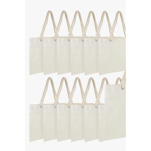 12 Pack Large Sublimation Canvas Grocery Tote Bags 18.5 x 15 x 3.94 Inch Reusable Beach Bags Bulk with Cotton Rope Handle DIY Christmas Appreciation Gifts for Women Teacher Nurse Beach, Wedding