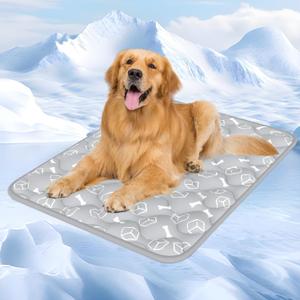 Rywell Dog Cooling Mat 2.0, Elegant Grey, 44 * 32 Thickened Cooling Pad for Extra Large Dogs, Internal Waterproof & Endothermic Color-Changing Arc-Chill Cool Fiber(Q-Max>0.5) for Summer (Gray)
